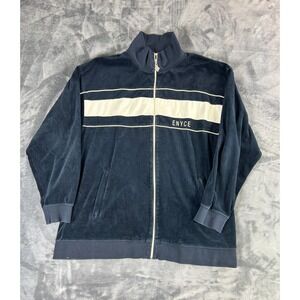 Vintage Enyce Track Jacket Navy Blue White Stripe Zip Up‎ Velour XL